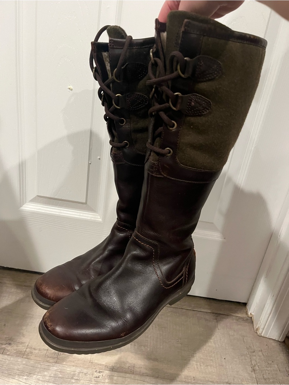 UGG Elsa Waterproof Tall Brown Leather Boots